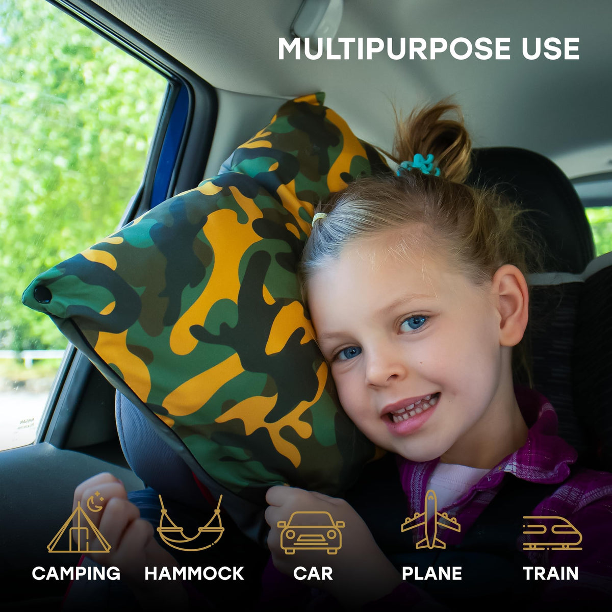 Centauress Small Backpacking Camping Pillow | Camp Pillow w/Machine-Washable Cover | Packable Travel Pillow w/Pouch + Strap | Hammock Pillow | Hiking Pillow | Camping Gear & Accessories