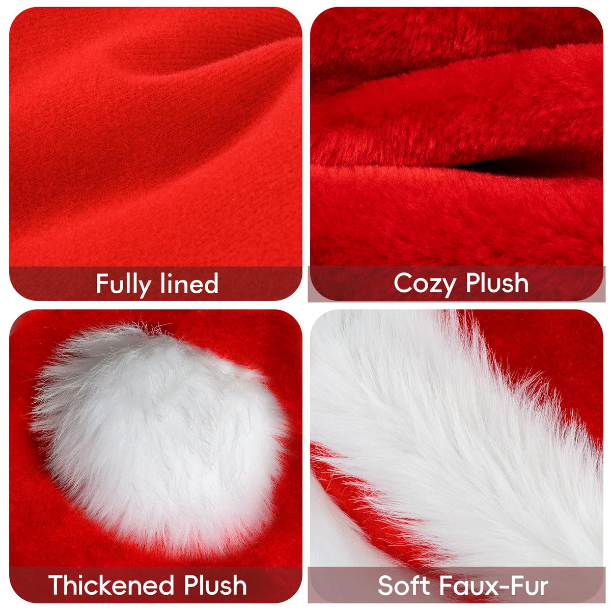 Iioscre Santa Hat Christmas Hats for Adults, Xmas Holiday Unisex Classic Santa Claus Hat for Holiday Party
