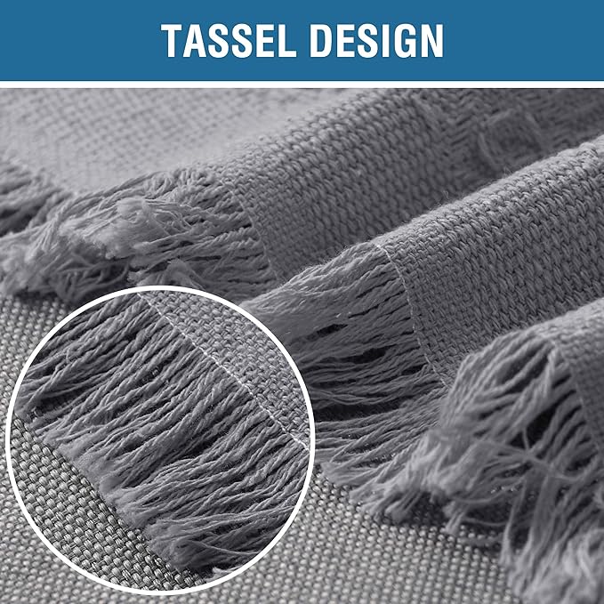 H.VERSAILTEX Cotton Sofa Covers Couch Cover Sofa Slipcover for Most Shape Sofas, Feature Thick Woven Jacquard Seamless with Tassels, Multi-Use Decorative for Couch (Large: 71" x 102", Grey)