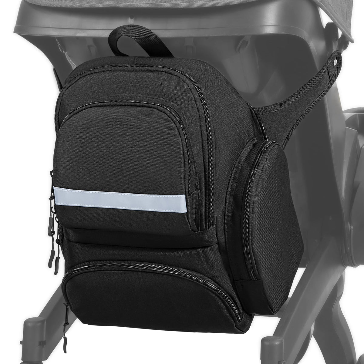 GRAOSO Baby Stroller Organizers Bag Compatible with Doona Infant Car Seat Baby Diaper Backpack, 2 Wings on the Sides Detachable Shoulder Strap, Black