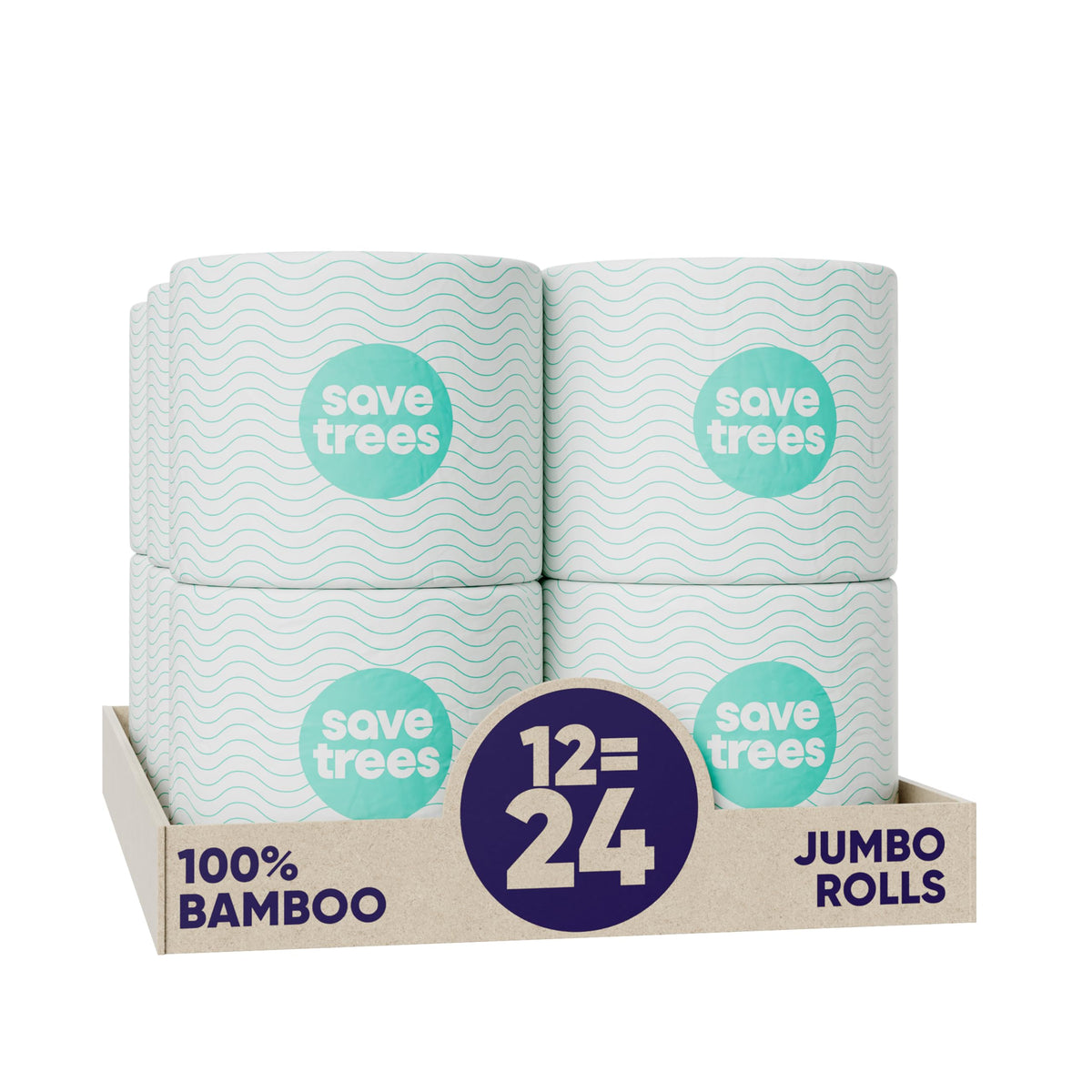 Bamboo Toilet Paper -24 Rolls Of Septic Safe Organic Toilet Paper 3-ply, 300 Sheets Per Roll - PFAs Free, FSC Certified, Plastic & Chemical Free - For Home, Boat & RV Use