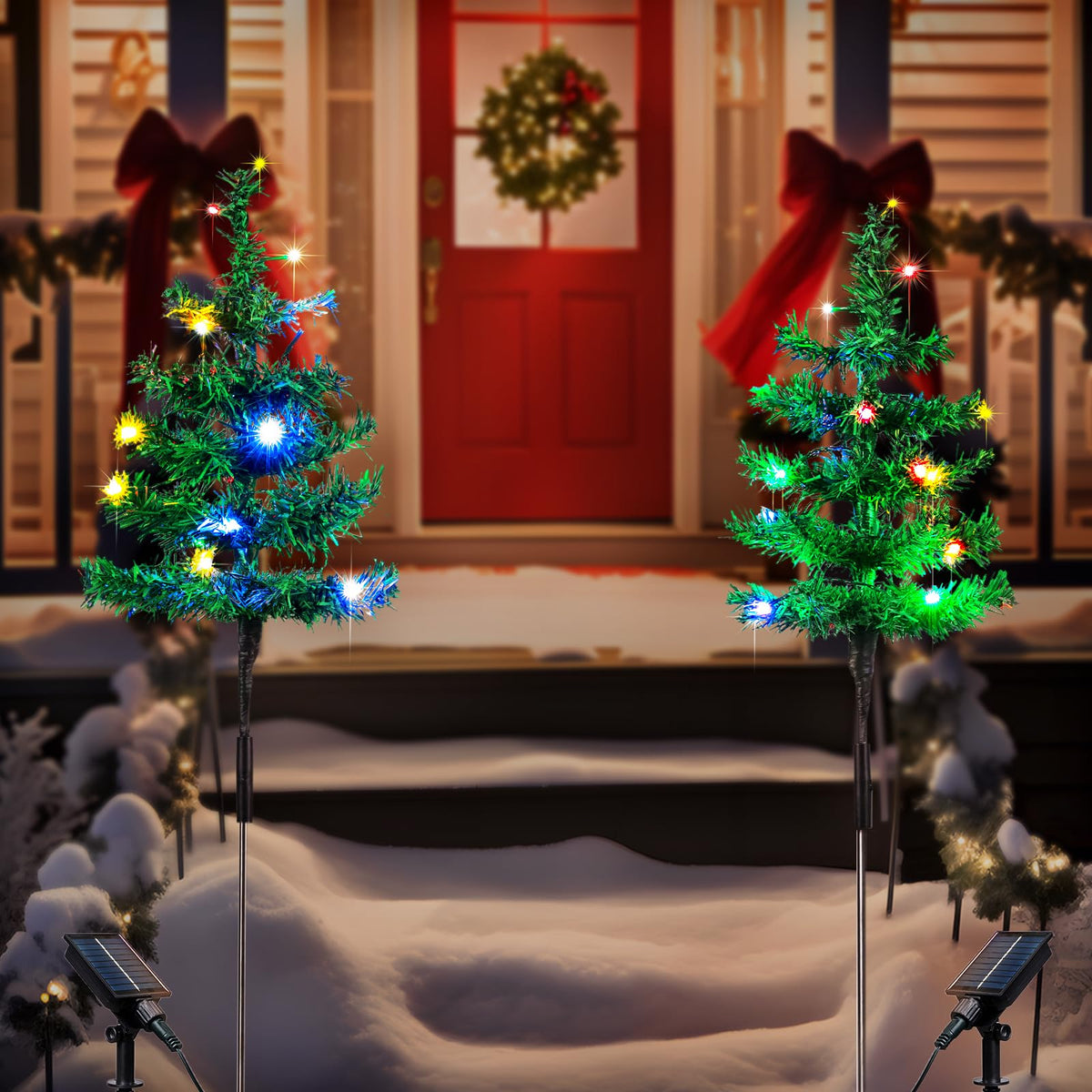 Vbioa Solar Christmas Tree Lights Outdoor - 2pcs Garden Decorations, Waterproof Lights for Yard, Gifts for Women, Mom