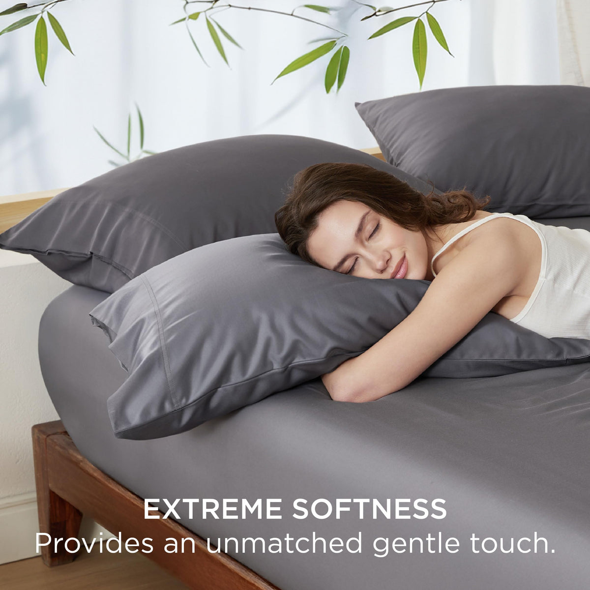 Bedsure Cooling Pillow Cases Standard Size 2 Pack, Rayon Derived from Bamboo Cooling Pillowcase for Hot Sleepers, Cool Pillow Covers with Envelope Closure for Women Men, Dark Grey, 20x26 Inches