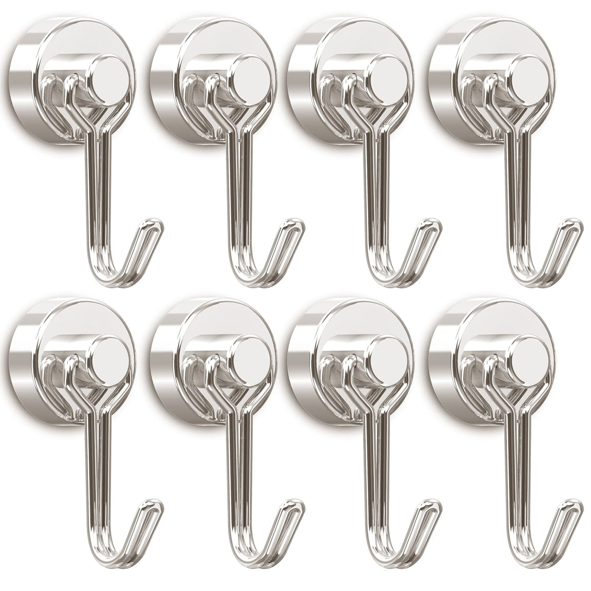 Tohoer Magnetic Hooks, Heavy Duty Neodymium Magnet Hook 30LBS with Rust Proof for Indoor Outdoor Hanging,Refrigerator,Grill,Kitchen,Key Holder,(Black, 8 x 20MM)