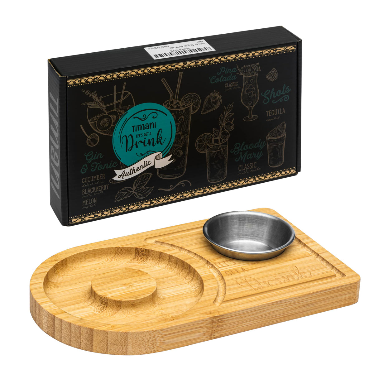 Margarita Salt Rimmer Set, Bamboo Wood Glass Rimmer, Bartender Tool for Cocktail and Margarita, Sugar and Salt Rimmer for Wide Glasses up to 4.7 Inches