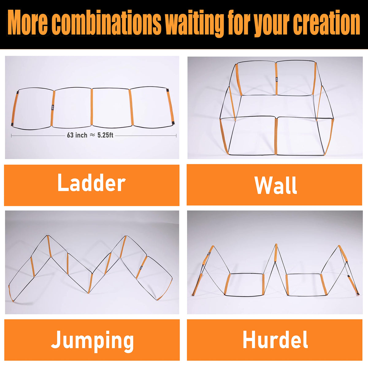 ALPHAWORX Agility Ladder, Agility Training Equipment, Soccer Speed Ladder, Football Footwork Ladder, Workout Ladder for Kid Adult, Foldable Instant Set-up & Tangle-Free & Carry Bag (4 Rung)