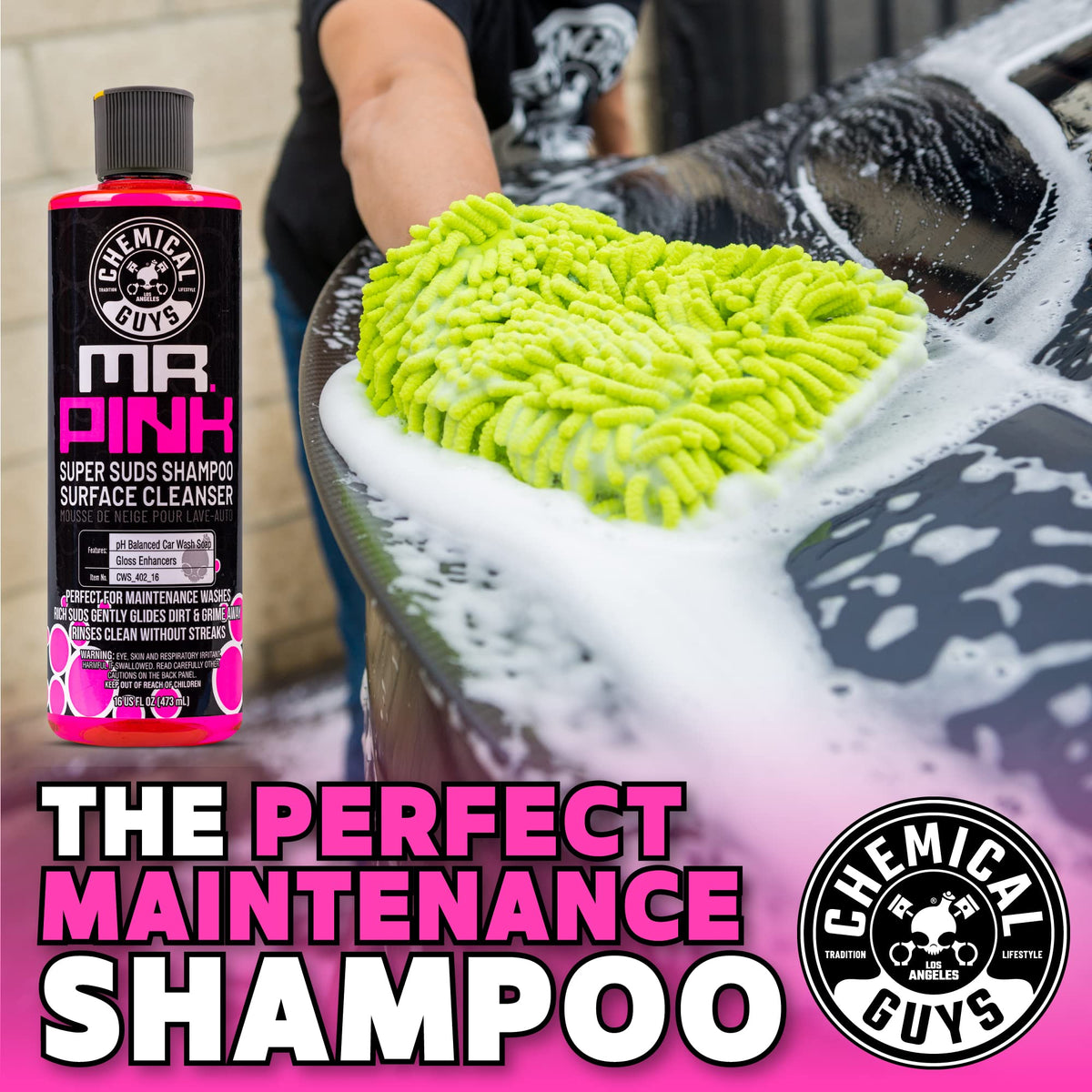 Chemical Guys Mr. Pink Foaming Car Wash Soap, High-Suds pH-Balanced Car Shampoo, Safe for Wax & Sealants, Works with Foam Cannons & Bucket Wash, Safe on All Paint Finishes, 64 oz, Candy Scent