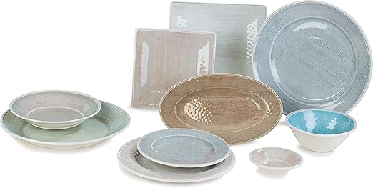Carlisle FoodService Products Grove Resuable Plastic Oval Plate with Wide Rim for Home and Restaurant, Melamine, 12 x 8 Inches, Smoke, (Pack of 12)