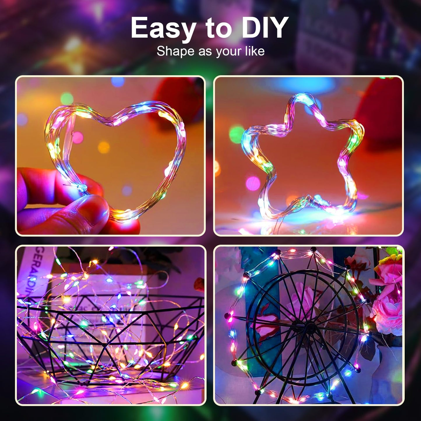 AIKEI Led Fairy Light Battery Operated, 50LED 16FT String Lights Copper Wire Starry Fairy Lights (Multi-Colored, 1Pack)