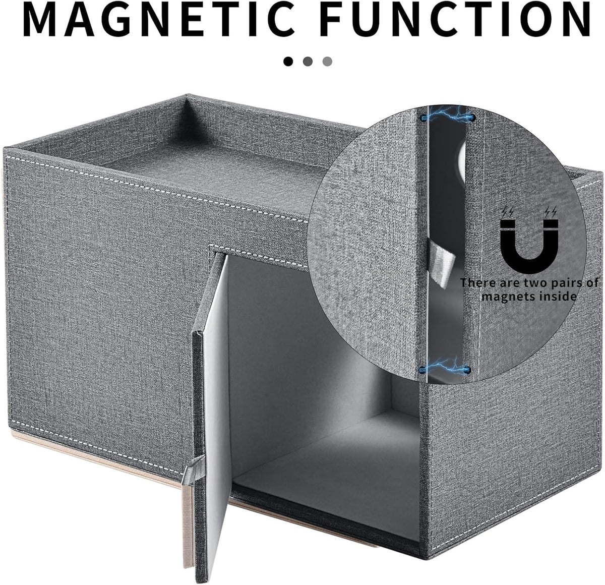 Square Tissue Box Cover with Drawers,Tissue Box Holder with Storage Tray, Makeup Organizer and Desk Organizer,Tissue Holders Decorative for Bathroom Vanity NightStand Dressing Table (Grey)