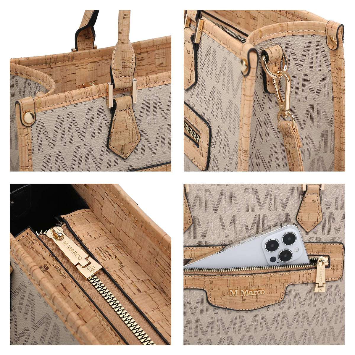 MKP Tote Bag for Women Medium Signature Monogram Satchel Handbags Purses Top Handle Shoulder Bags Wristlet Wallet Set 2pcs