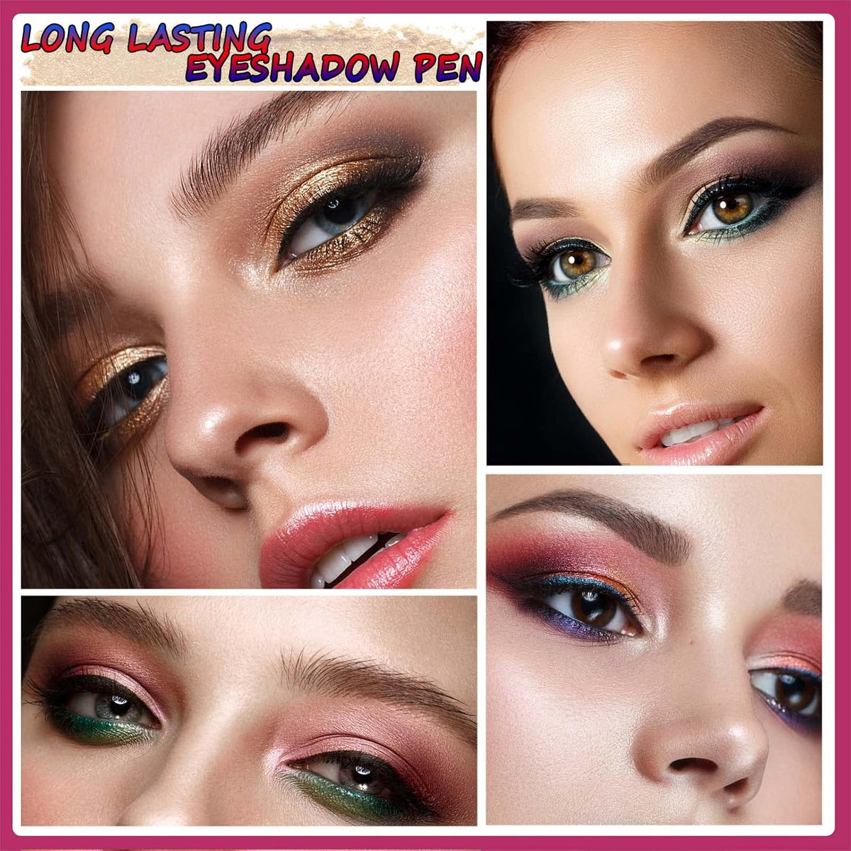 2 in 1 Eyeshadow Stick - Cream Smooth Shimmer Hot Pink Eyeshadow Pencil, Hypoallergenic Waterproof Long Lasting Multi-Dimensional Eye Shadow Highlighter Stick Makeup Eyeliner Pen (Shimmer #13)