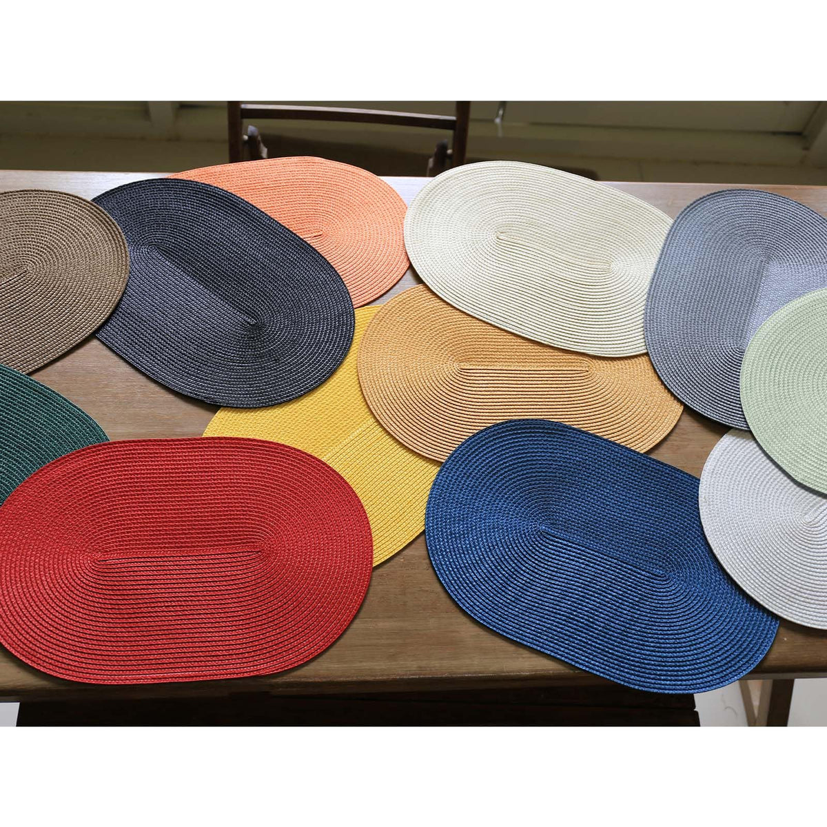 FunWheat Oval Braided Placemats Set of 8 Table Mats for Dining Tables Washable Heat Resistant Place Mats for Indoor Outdoor Use 12 x18 Inch(Oval Pumpkin, 8pcs)