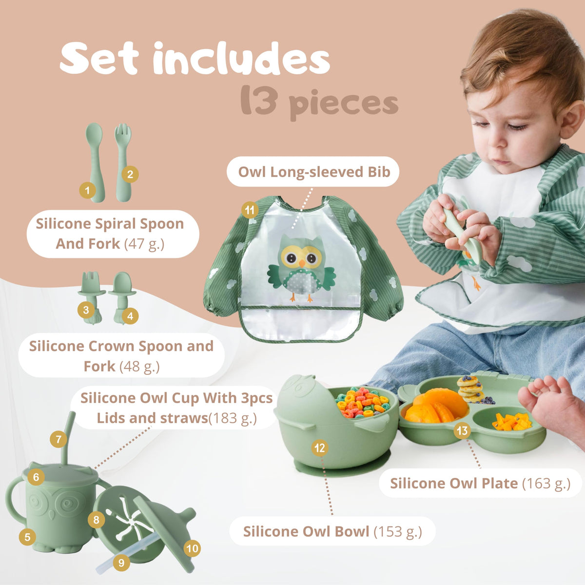 Gianni BPA-Free Silicone Baby Feeding Set 10 PCS – Suction Plates, Bowls & Utensils for Toddlers