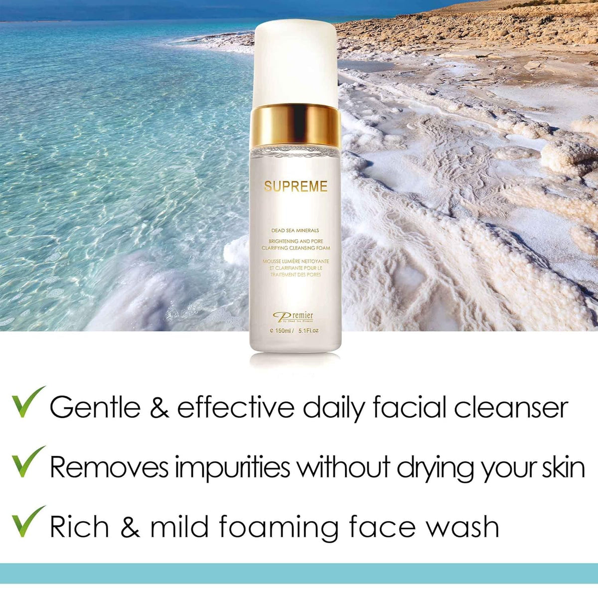 Premier Dead Sea Supreme Brightening & Pore Clarifying Cleansing Foam 5.1 Fl oz