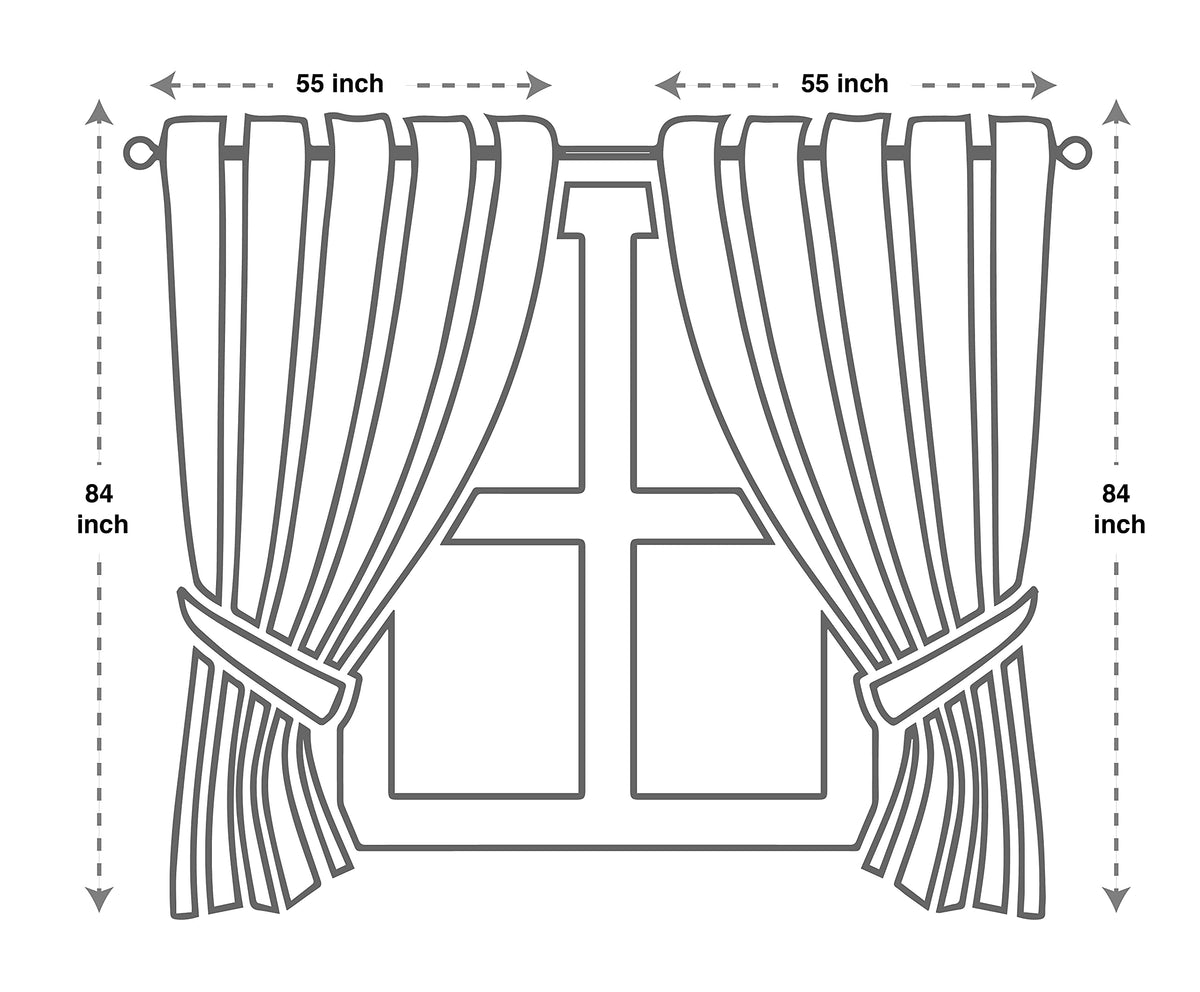 GLORY RUGS Jacquard Luxury Window 2 Panel Set Taupe Curtain with Attached Valance and Backing Bedroom Living Room Dining 2 Curtains 55x84 inches Each Jana