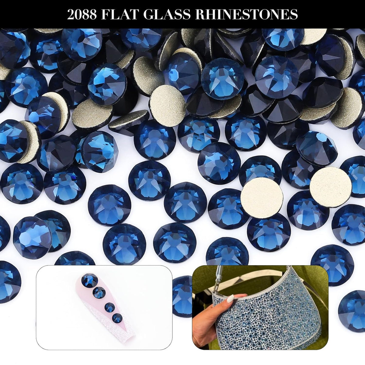Novani Montana Rhinestones 1440pcs Flat Back Round Rhinestone Style 2088 Sparkly Crystal Gemstones for Nail Art and Crafting SS16,3.8-4.0mm