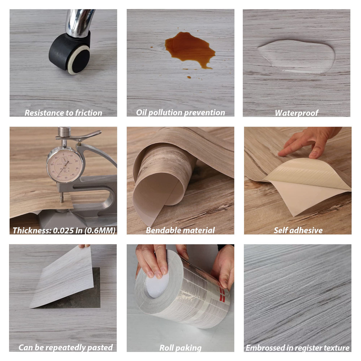 Waterproof Peel and Stick Floor Tile, 36 Pack 54 Sq.Ft（NO Sticky Residue Left） Wood Plank Vinyl Tile Stickers, Self-Adhesive DIY Flooring Tiles for Bedroom, Living Room, Bathroom （36" x 6"，Dustgray）