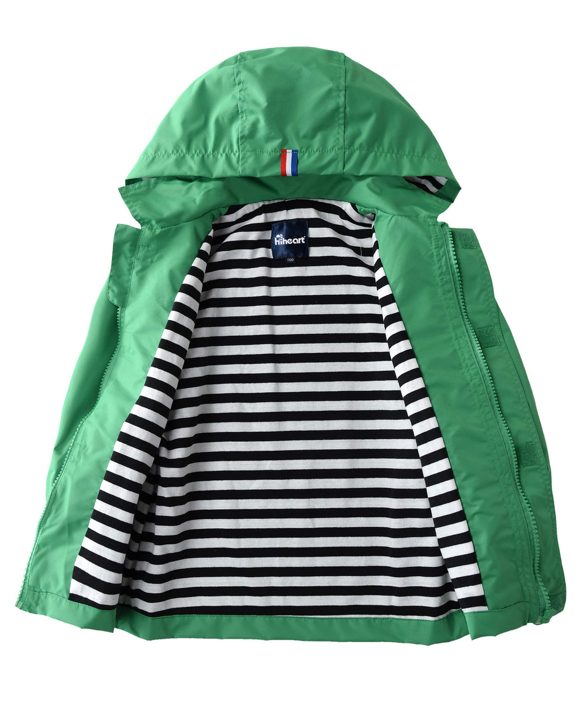 Hiheart Boys Girls Waterproof Hooded Jackets Cotton Lined Rain Jackets Green 7/8