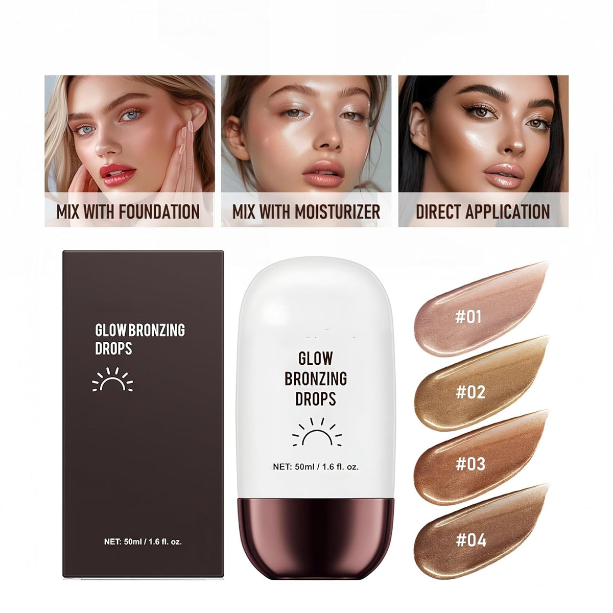 Liquid Highlighter 4 Colors Shimmer Glow Finish Face Highlighter Lightweight Waterproof Long Lasting Face Illuminator Highlight Illuminator for Face Cheek Eyes (Color 04)