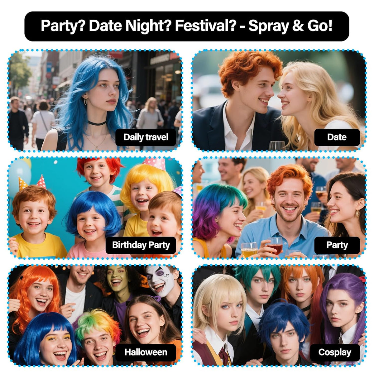Temporary Hair Color Spray For Kids Women Men, Temporary Hair Dye Washable Hair Color Wax Non-Sticky For Cosplay Party DIY, Christmas Party, Halloween Crazy Hair Day (White, 4.06 oz)