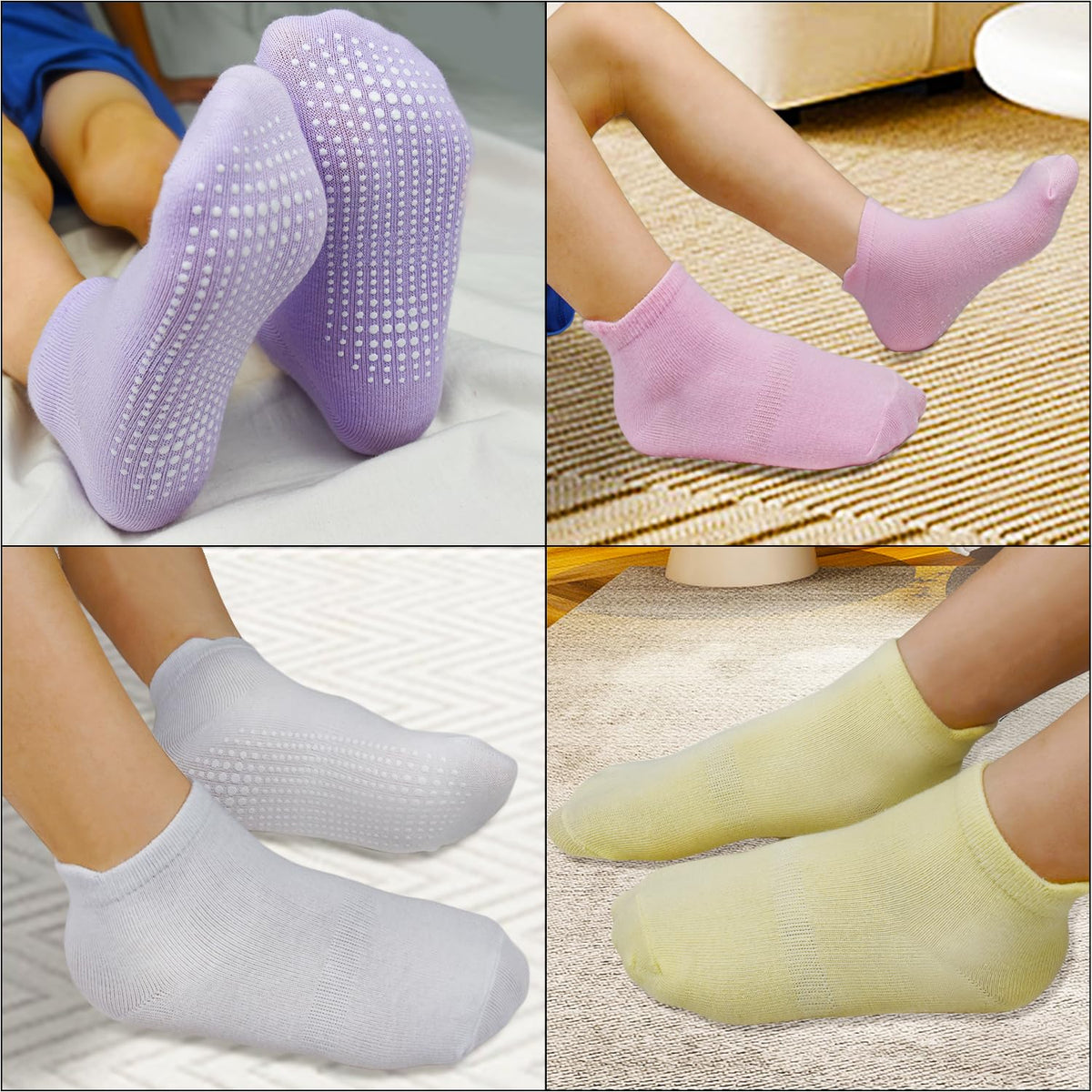SkiBeaut Toddler Girl Socks 12 Pairs Ankle Boy Non Slip Skid Girls Boys Grips Low Cut Toddlers Socks for 1-3 Years Children