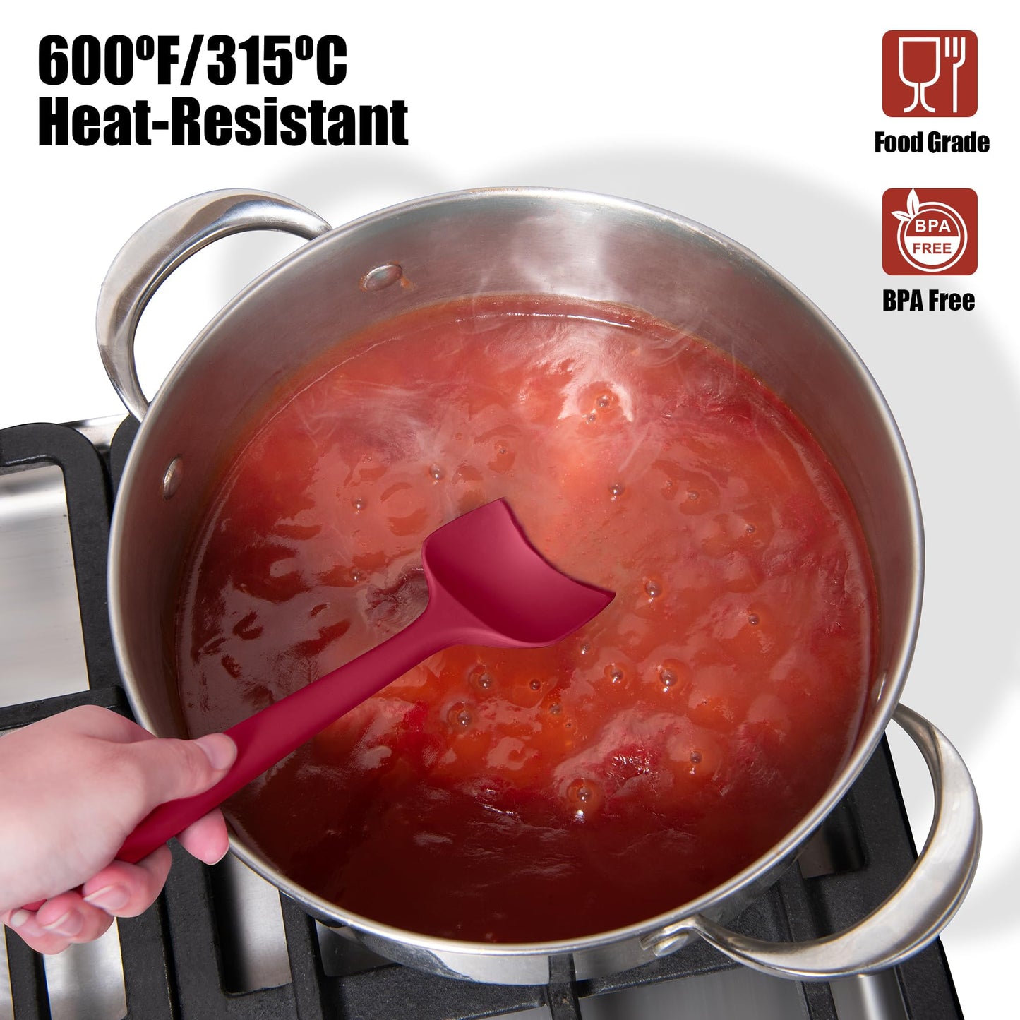 Doosu Silicone Scraper Spoon Spatulas, 600°F Heat Resistant BPA Free Rubber Flat Spatula, Kitchen Mixing Stirring Cooking Spoonula, Non-Stick Dishwasher Safe Baking Supplies (2 Pcs, Aqua+Red)