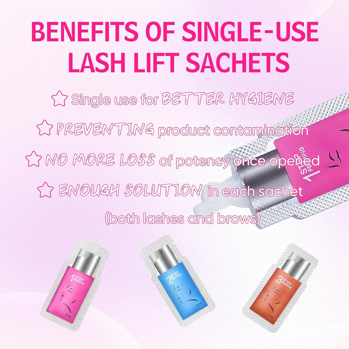 PERMANIA Lash Lift Kit, Lash Perm Kit, Fast Eyelash Lifting 5 Minutes DIY at Home with Strong Glue Disposable Sachet Lash Lifting Kit Last 6 Weeks (30pcs）