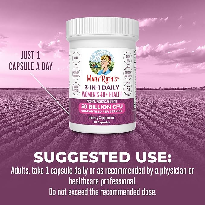 MaryRuth Organics 3-in-1 Daily Health 40+ Probiotics for Women | Clinically Tested | Estrogen Supplement for Women | 50 Billion CFU | Allergen Free | 30 ct