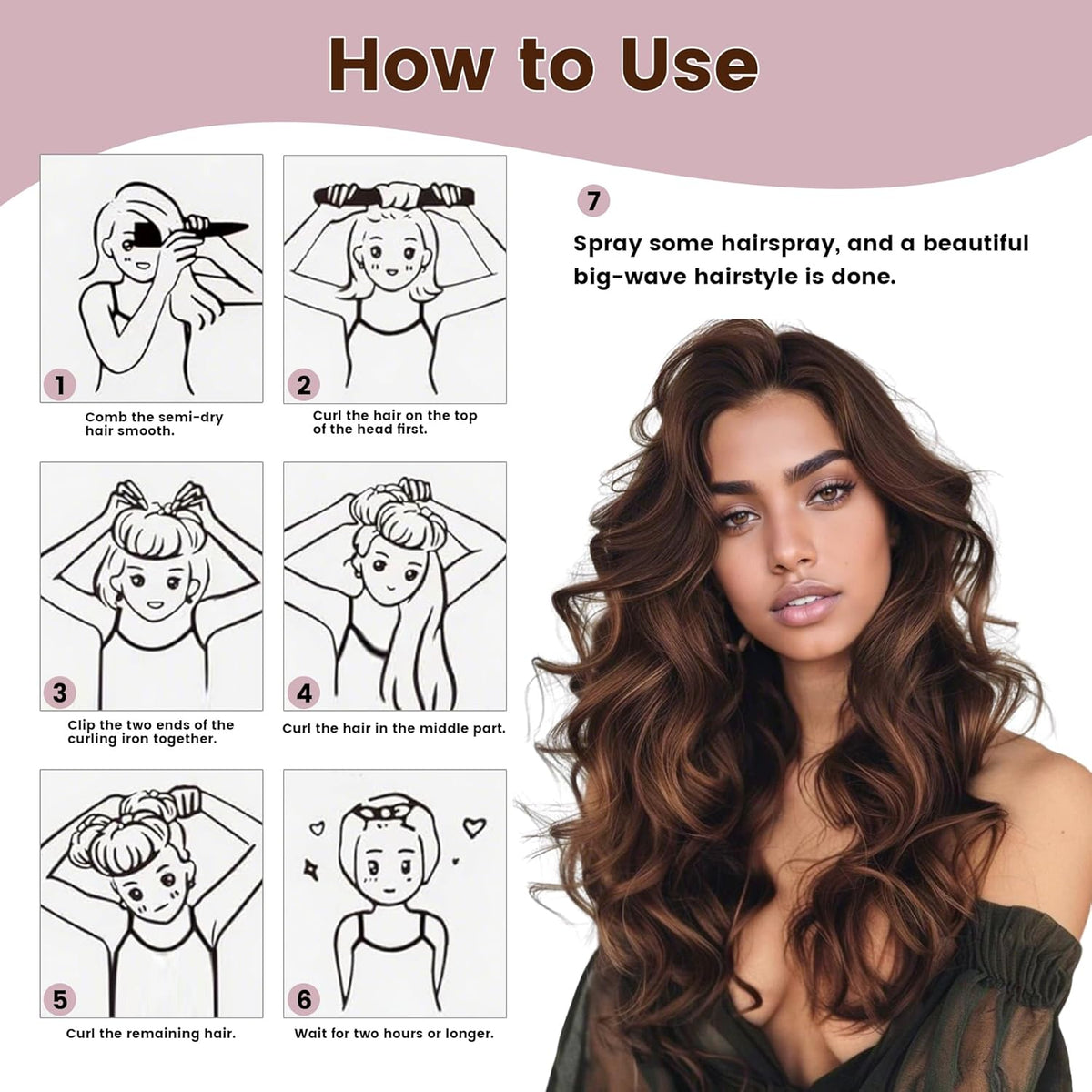 Heatless Curls Overnight Hair Curler - 4 Pcs Curling Rod to Sleep In, Velvet Hair Rollers with Satin Hair Scarf Girl's gift (Brown)