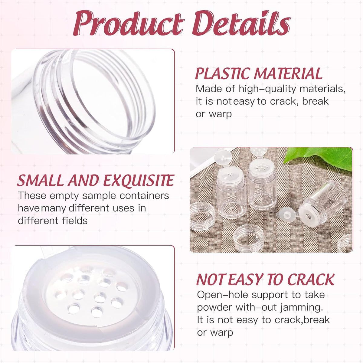 RAYNAG 6 Pieces Mini Empty Loose Powder Bottle Travel Cosmetic Glitter Powder Eye Shadow Shaker Bottle with Sifter and Lids (3 Style)