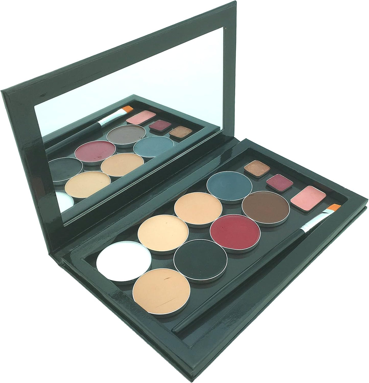 JUVITUS Large Empty Makeup Palette with Mirror and 20 Metal Stickers for Customizing Eyeshadows, Highlighters, and Blushes