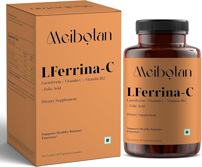 lactoferrin Supplement with Vitamin C for Men & Women Reduces Oxidative Stress,Antioxidants,Strengthens Immunity,Protects Against Infections- 60 Veg Capsules