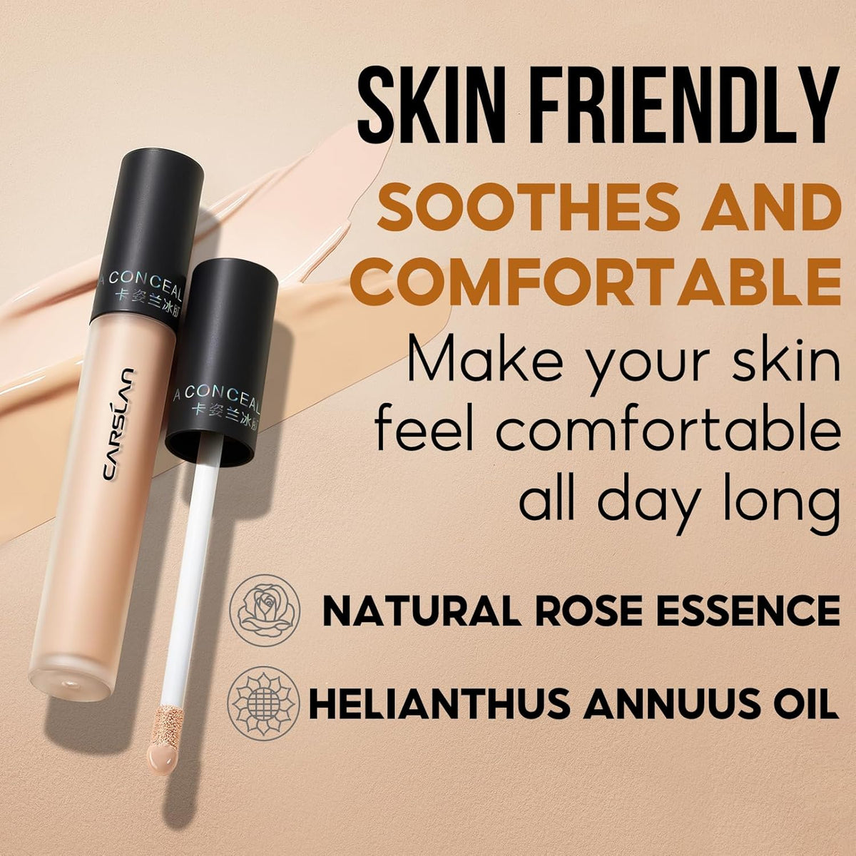 Hydrating Concealer - Full Coverage Matte Finish, 16H Long Lasting Corrects Dark Circles, Redness, Blemishes, 01 Ivory