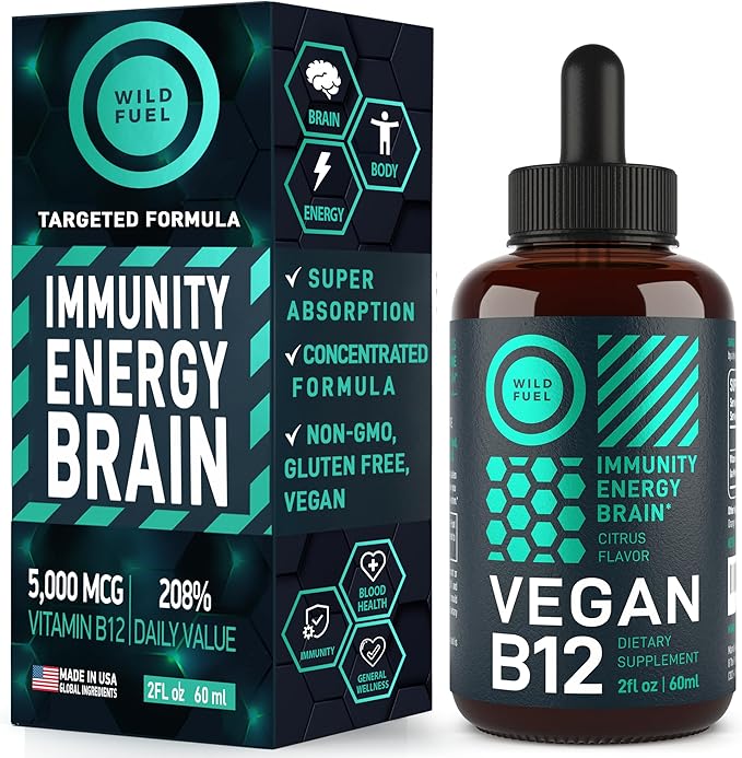 WILD FUEL Essential Amino Acid Supplement and Vegan Vitamin B12 Liquid Energy Bundle