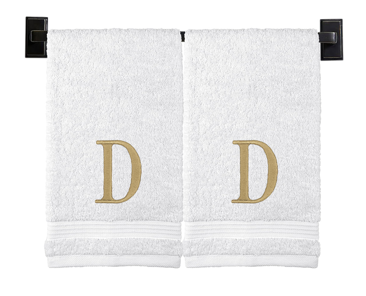 Custom Luxury Towels Monogrammed Hand Towels for Bathroom | Set of 2 | Genuine Turkish Towels | Choose Towel and Thread Color | A - Z | Monogrammed Towels with Embroidered Modern Font