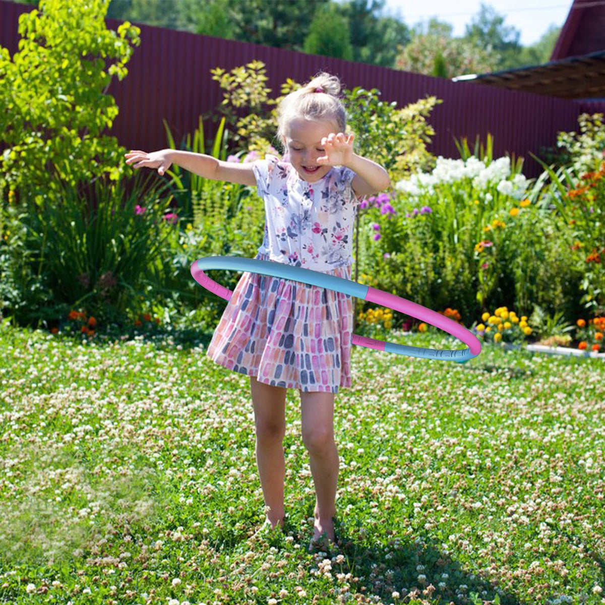 Liberry Kids Exercise Hoop, Detachable & Size Adjustable Toy Hoop, Professional Hoola Rings for Kids, Blue, Pink