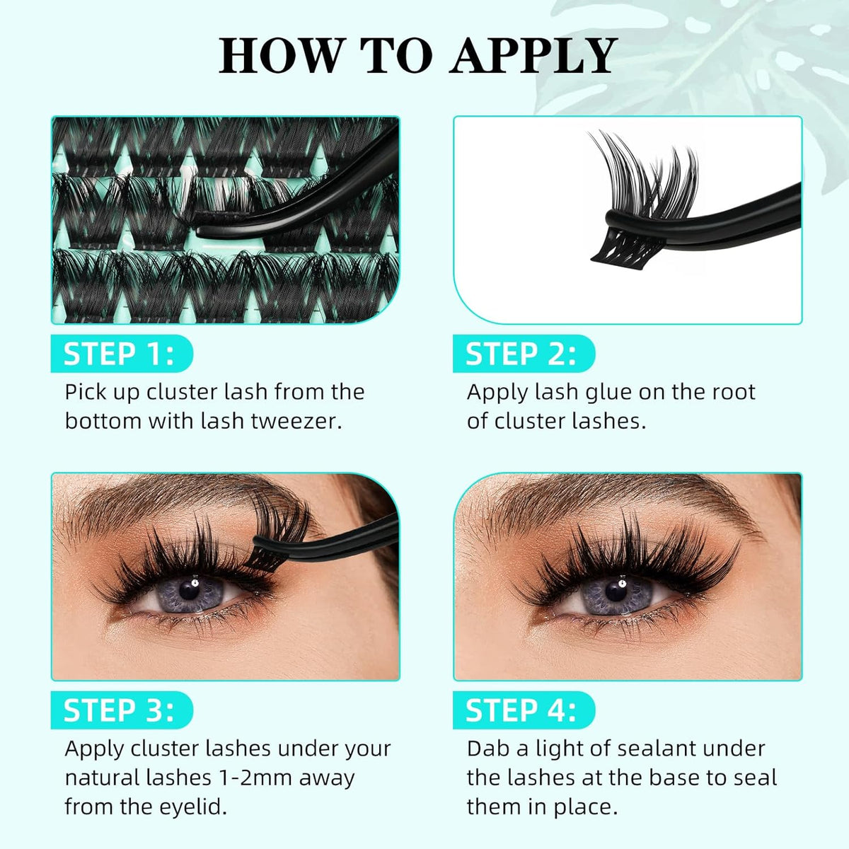 Lash Clusters Kit 168pcs Lash Extension Kit Cluster Lashes Natural Look with Lash Bond and Seal Waterproof, Lash Tweezer with Wet Look Ultra-Thin Band Lashes(Tulip-Kit,D-10-18mm)