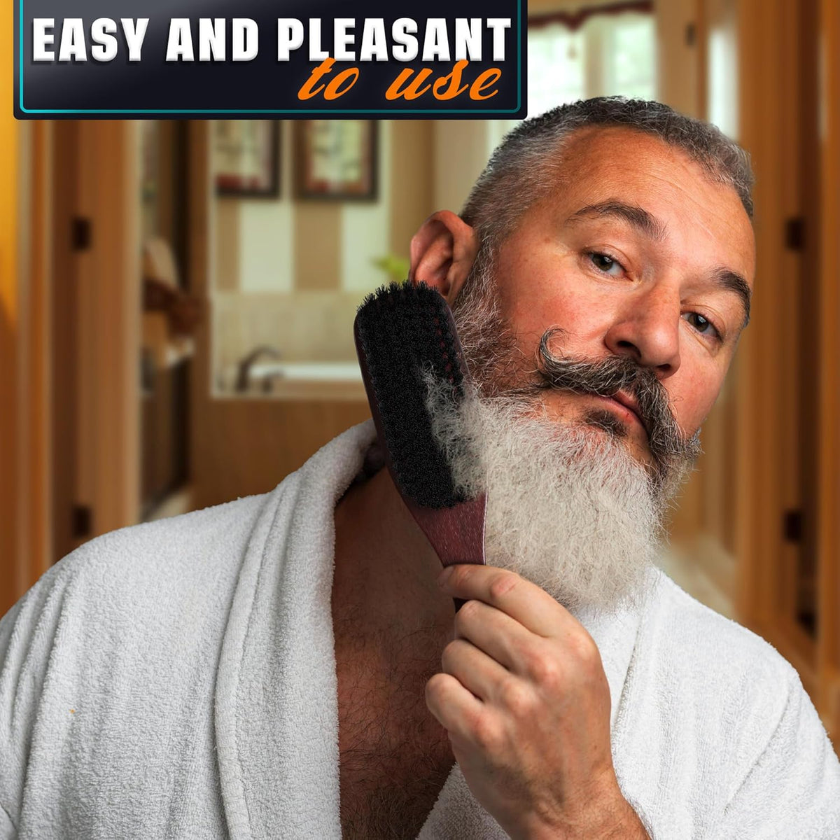 Soft Beard Brush for Men – Soft Boar Bristle Beard Brush with Handle, 9" Wooden Design for Beards, Mustaches & Slick Back Hair – Comfortable Grip, Styling Control, for Daily Grooming & Barbershop Use