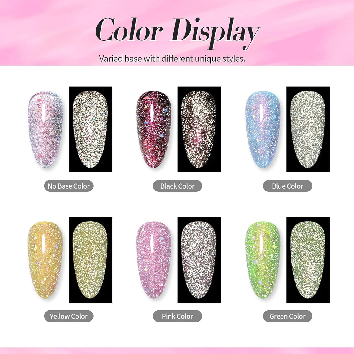 Born Pretty Auroras Reflective Glitter Nail Powder Chameleon Polarized Sparkling Shiny Nail Glitter Holographic Flakes Dust Shiny Powder Pigment Nail Supplies for Nail Art Manicure DIY Design