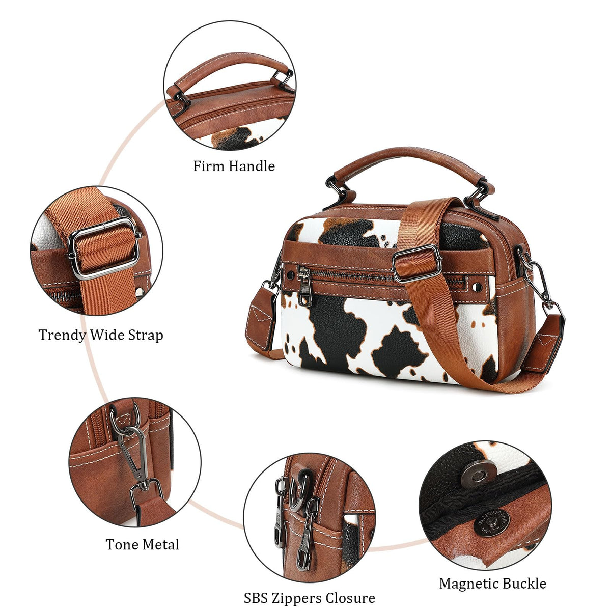 AGLOD Crossbody Bags for Women Vegan Leather Shoulder Handbags Small Cross Body Purses for Women Trendy with Wide Strap