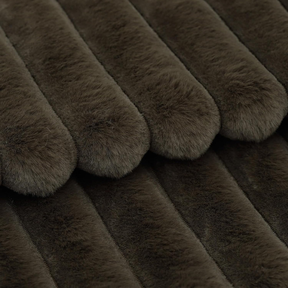 MADIZZ Set of 2 Faux Wool Plush Decorative Throw Pillow Covers 24x24 Inch Drak Brown Fluffy Striped Soft Decorative Cushion Cover for Sofa Bedroom Pillow Shell