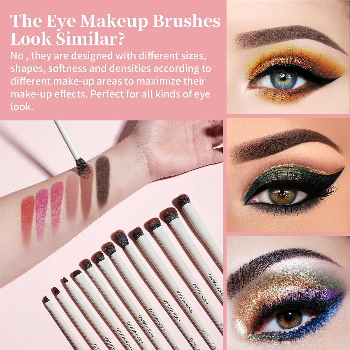 EIGSHOW Makeup Brushes, 18Pcs Professional Make Up Brush Set with Lables, For Foundation, Blush, Contour, Eyeshadow, Eyeliner, Cruelty-Free Vegan (MUA PRO)