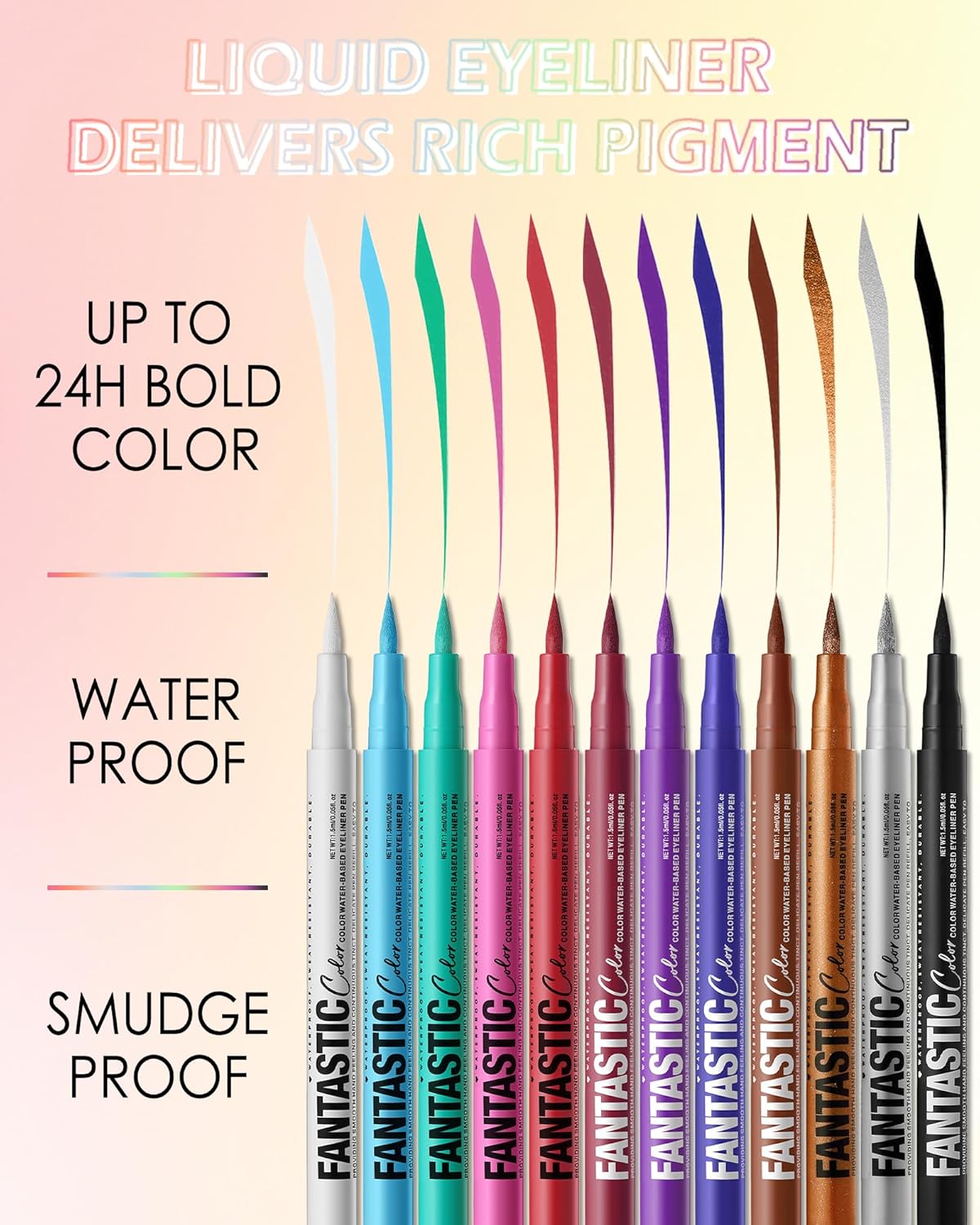 Silver Matte Liquid Eyeliner Pencil, Colorful High Pigmented Waterline Eye liner Waterproof Pen, Bright Colored Smudgeproof Long Lasting Eyeliner Pen Christmas Party Festival Makeup Gift for Women-11