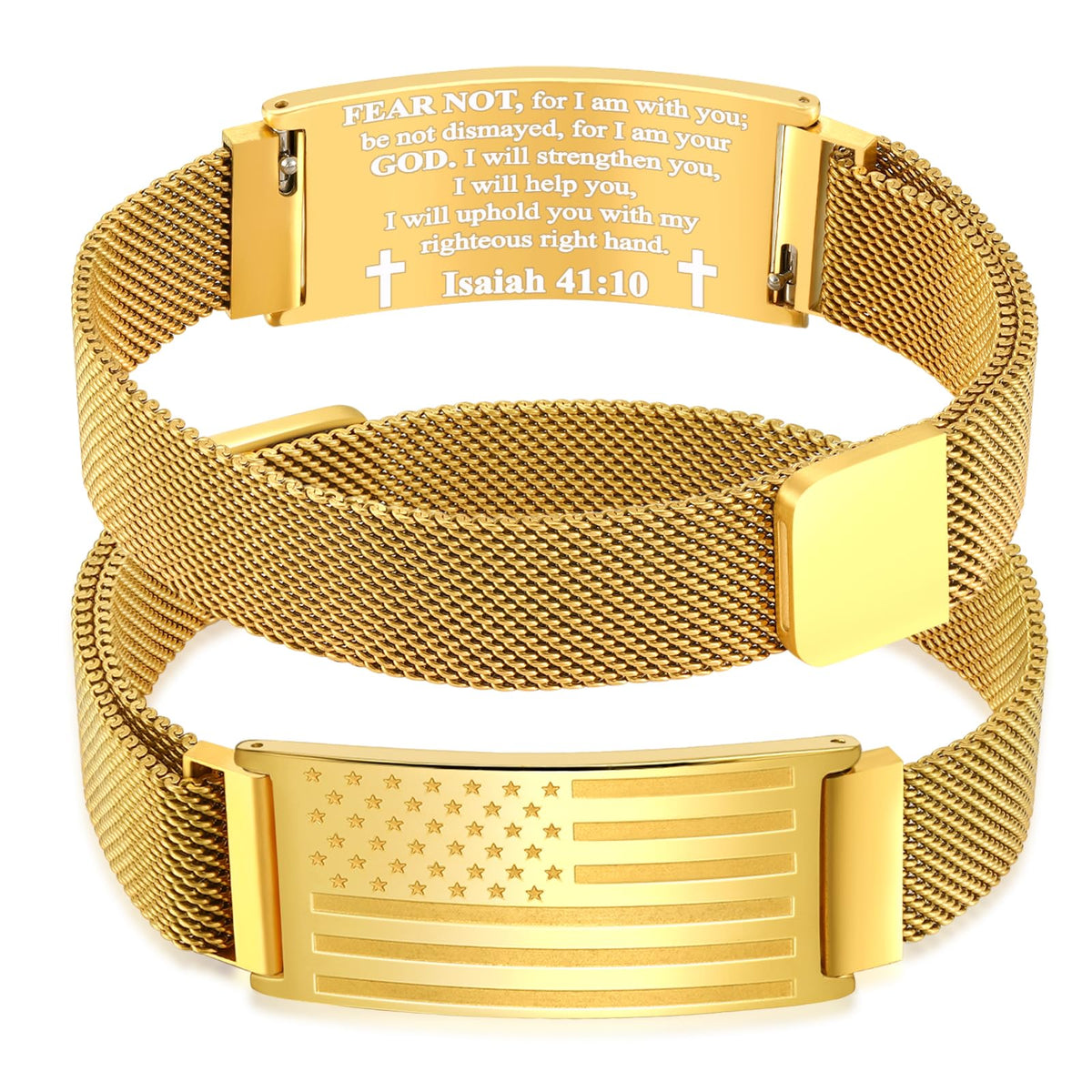 DouDiner American Flag/Flag Cross Bracelet for Men,Stainless Steel Bible Verse Bracelet Jewelry Gifts for Men