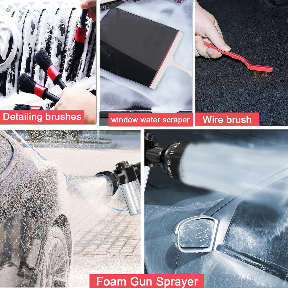 LIANXIN Car Wash Kit -Car Wash Cleaning Kit Car Interior Detailing Kit with Car Wash Foam Gun,Microfiber Sponge Car Care Kit,Tire Brush, Car Wash Kit with Foam Gun