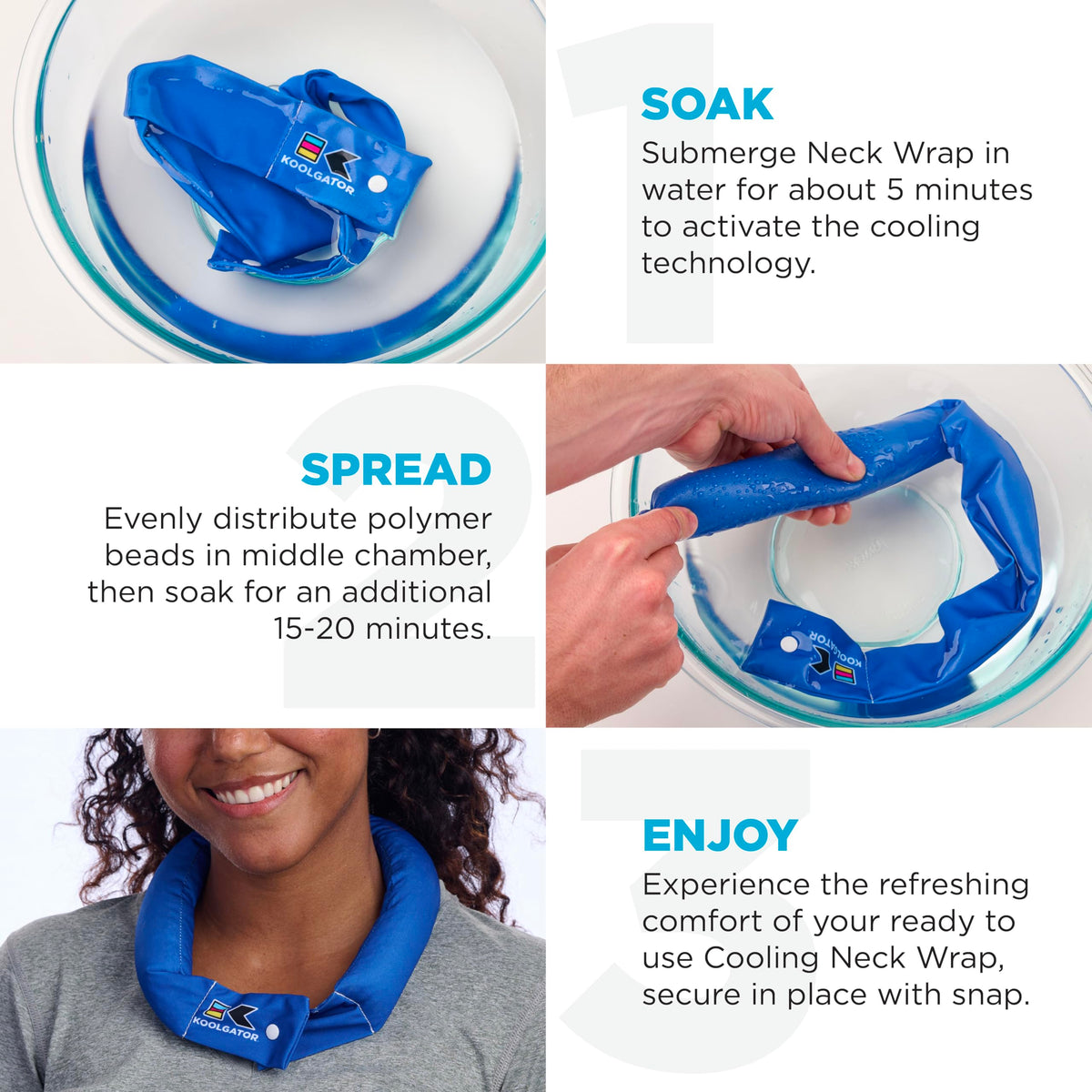 KOOLGATOR Evaporative Cooling Neck Wrap – Reusable Neck Cooler with Long Lasting Relief During Hot Weather Activities, Sports, & Outdoor Work, Blue Paisley, 1 Pack