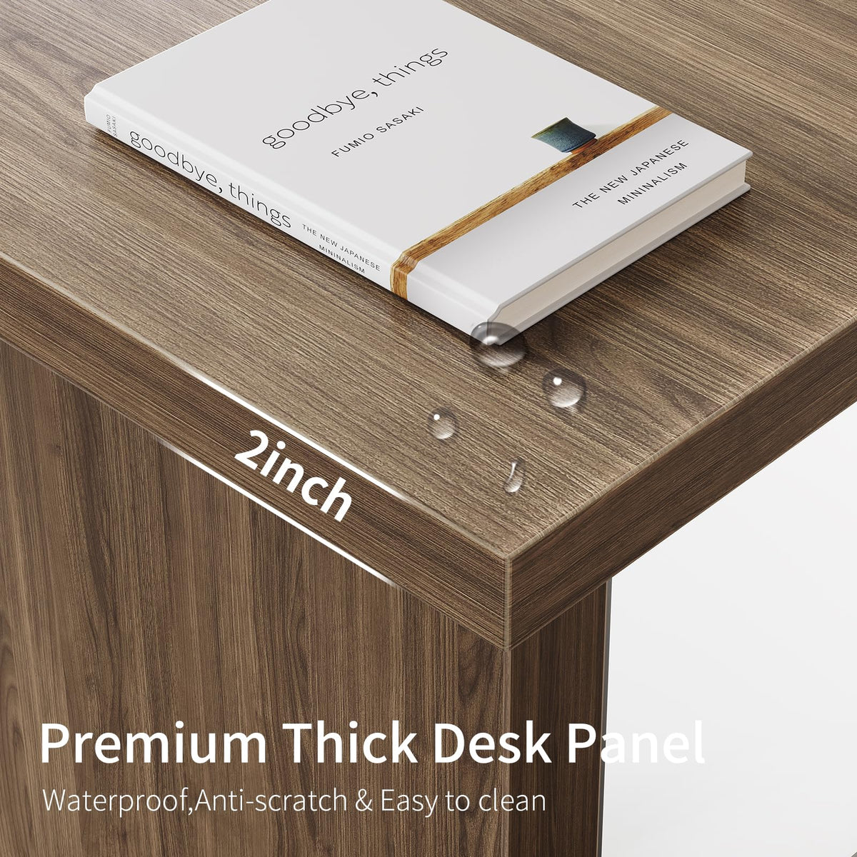 MesaSync 60-Inch Large Executive Desk, Modern Minimalist Wooden Computer Office Desk Workstation with Extra Thick Tabletop and Built-in Power Outlet, Business and Home Office