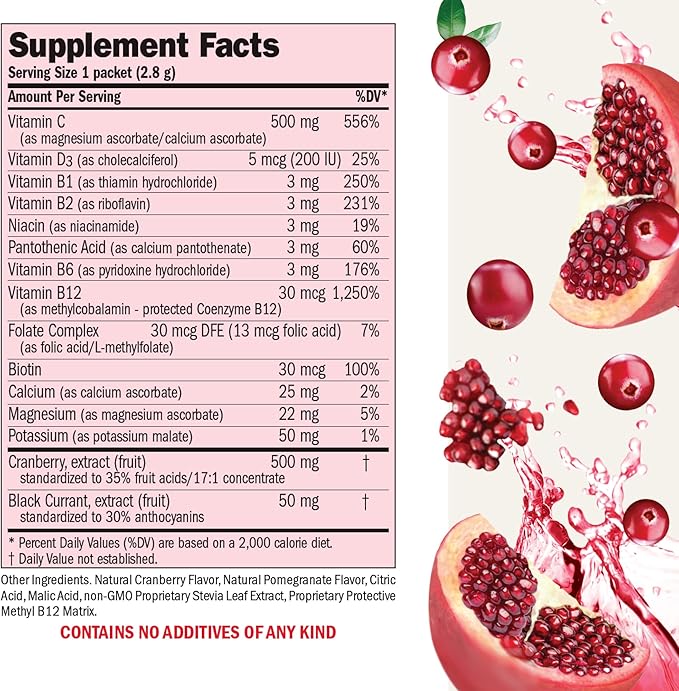 ANDREW LESSMAN Efficient C + Cranberry Benefits 180 Packets - Immune, Energy, Stress and Urinary Tract Support. Reinvention of The Vitamin C Drink. No Calories. No Sugar. No Carbs. Easy to Mix.
