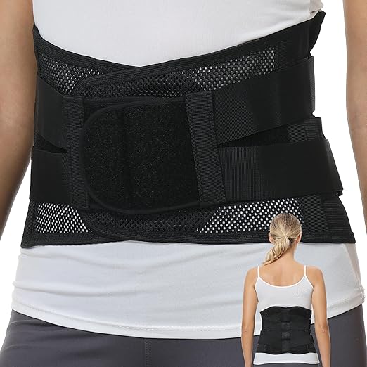 NeoTech Care Adjustable Double Pull Lumbar Brace/Lower Back Belt (Black, Size XXL)